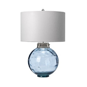 Table Lamp Hepplewhite Shade Highly Polished Nickel Glassware Blue LED E27 60W