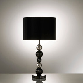Table Lamp in Black Chrome with Acrylic Ball Lampstand Stem, Stunning Modern Table Lamp for the Home
