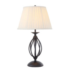 Table Lamp Ivory Shade Lounge Dining Room Black Finish LED E27 60W Bulb