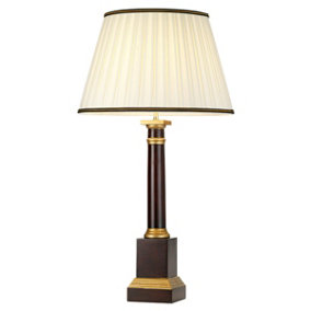 Table Lamp Ivory with Black and Gold trim Shade Oxblood LED E27 60w Bulb