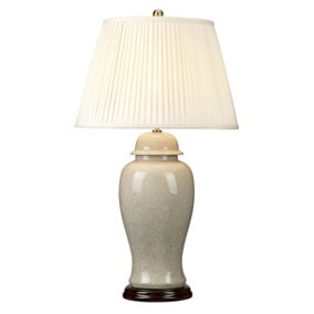 Table Lamp Large Chinese Porcelain Ivory Crackle Glass Cream Shade LED E27 60W