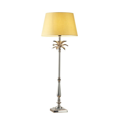 Table Lamp Polished Nickel Plate & Yellow Cotton 60W E27 GLS Base ...
