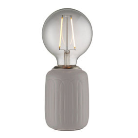 Table Lamp - Taupe Glaze & Satin Nickel Plate - 40W E27 GLS - Base Only