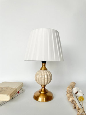 Table Lamp With Metal Cermaic Base With A Soft White Fabric Shade Chic Designs Copper Spiral Globe T059