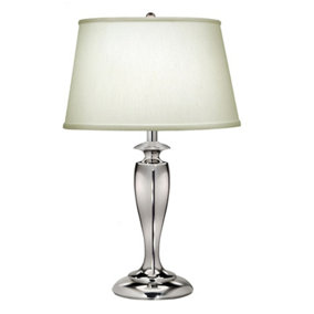 Table Lamp Zinc Cast Pearl Supreme Satin Shade Polished Nickel LED E27 60W