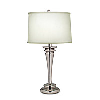Table Lamp Zinc Pearl Supreme Satin Shade Highly Polished Nickel LED E27 60W