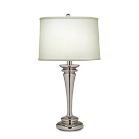 Table Lamp Zinc Pearl Supreme Satin Shade Highly Polished Nickel LED E27 60W