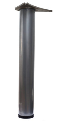 Table Leg Breakfast Bar Worktop Support Diameter 80mm Length 710mm - Colour Silver - Pack of 3
