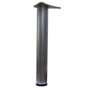 Table Leg Breakfast Bar Worktop Support Diameter 80mm Length 710mm - Colour Silver - Pack of 3