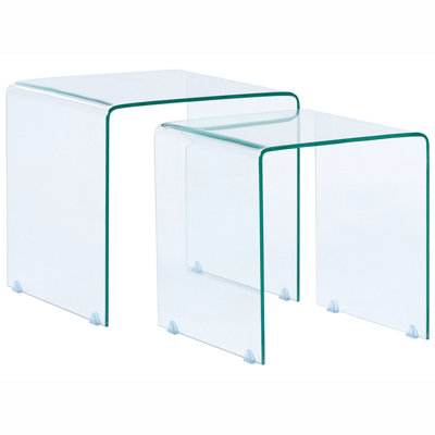 Table Set KENDALL Set of 2 Glass Transparent
