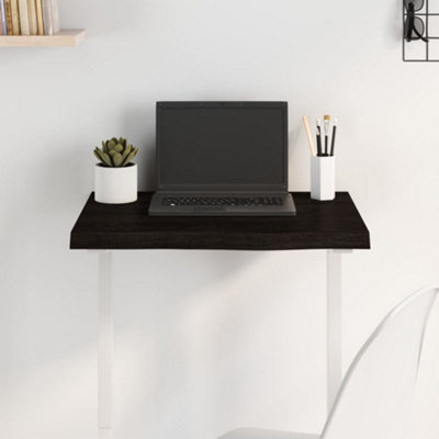 Table Top Dark Brown 60x40x(2-4) cm Treated Solid Wood Oak