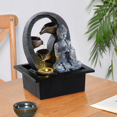 Tabletop Buddha Water Fountain Decor with Lights