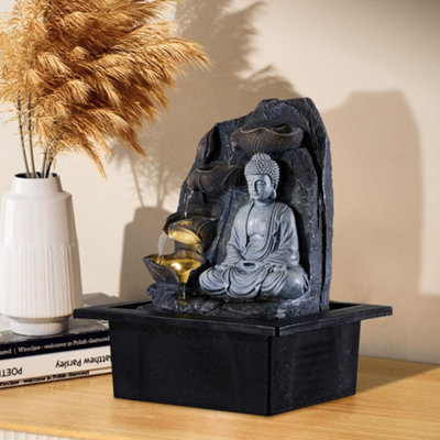 Tabletop Buddha Water Fountain Decor with Lights