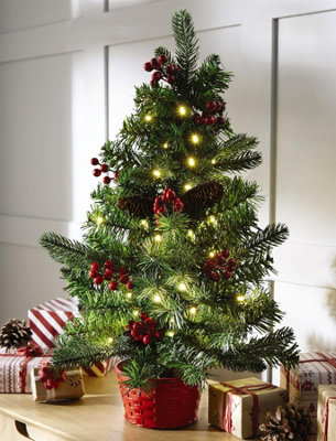 Tabletop Christmas Tree with Lights Decorations H60cm