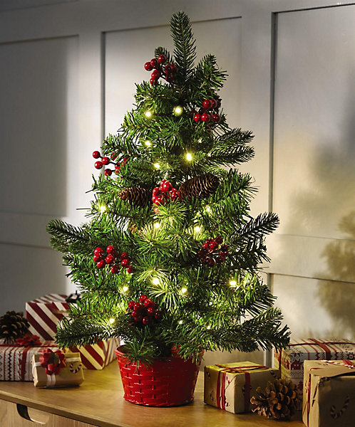 Tabletop Christmas Tree with Lights & Decorations - H60cm Tabletop Christmas Tree with Lights & Decorations - H60cm