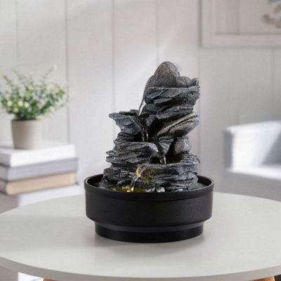 Tabletop Rockery Water Fountain Decor 28cm H