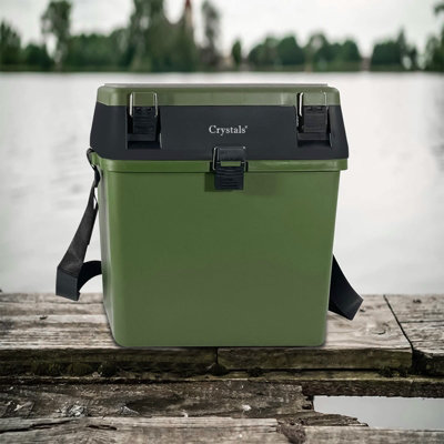 bucket tackle box Fishing Box Organizer Green Plastic Tackle Box Seat Bucket With Strap –  Portable Fishing Seat Basket For Camping & Boating Fishing Seat Box