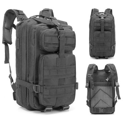 Tactical Military Backpack Black Army Rucksack Camping Hiking Trekking