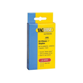 Tacwise 0285 91 Narrow Crown Staples 25mm - Electric Tackers (Pack 1000) TAC0285