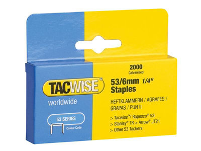 Tacwise 0334 Type 53 Staples 6mm Type JT21 A x2000 Z1-53 Z3-53 TR150L DWHTTR510
