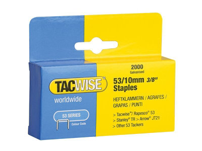 Tacwise 0336 Type 53 Staples 10mm Type JT21 A x2000 Z1-53 Z3-53 TR150L DWHTTR510