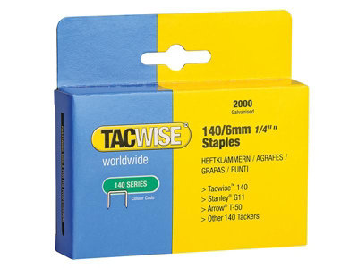 Tacwise 0345 140 Series 6mm Staples Galvanised 2000 Pack - T50 G A11 Z4-140