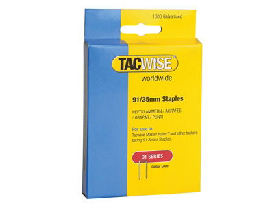 Tacwise 0746 91 Narrow Crown Staples 35mm - Electric Tackers (Pack 1000) TAC0746