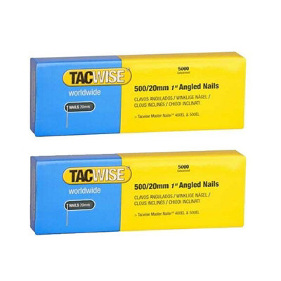 Tacwise 0823 Pack of 5000 20mm 18 Gauge Angled Nails 400els 500els Twin Pack