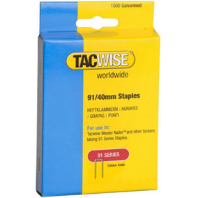 Tacwise 91 Series Staples Galvanised 40mm 91/40mm 1000 Box 0768