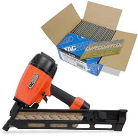 Tacwise KDH90V 2nd Fix Angled Strip Pneumatic Nail Gun Nailer + 2200 Ring Nails