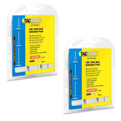 Tacwise x2 0205 180 Nail Selection Pack (4000) 18G Tacwise 181ELS 191EL 191ELS