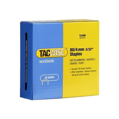 Tacwse 0380 80 Series 4mm Upholstery Staples Galvanised 10,000 Pack - A8016
