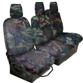 Tailored Heavy Duty Green Camo Van Seat Covers for Ford Transit Custom 2013 on