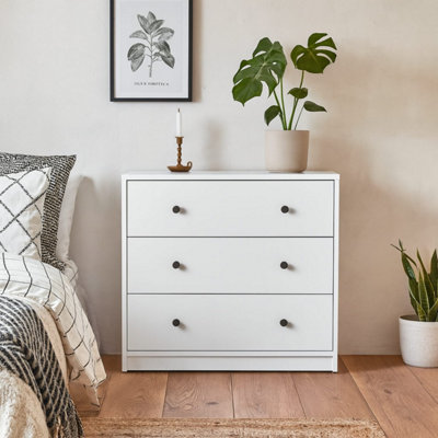 Tainan White 3-Drawer Wood Chest, Compact 724 x 301 x 683 mm