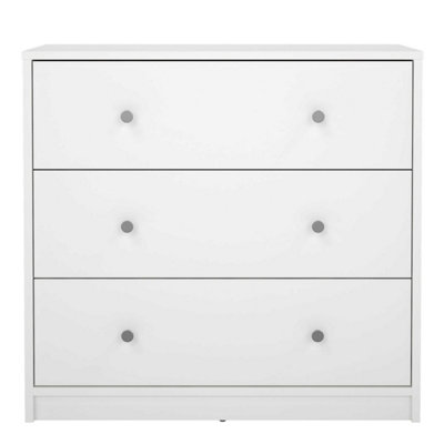 Tainan White 3-Drawer Wood Chest, Compact 724 x 301 x 683 mm