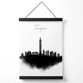 Taipei Watercolour Skyline City Medium Poster with Black Hanger