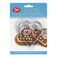 Tala Plain Heart Cutters (Pack of 3) Silver (Pack of 3)