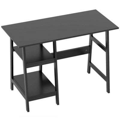 TALAKE 106CM BLACK COMPACT STUDY DESK WITH BOOKSHELF STORAGE
