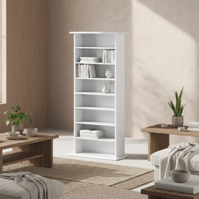 Talasa Wood White CD Storage Unit - 360 Disc Capacity, 58W x 24D x 126 ...