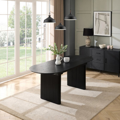 Talia Black Oval Extending Japandi Table