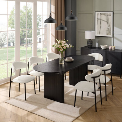 Talia Black Oval Extending Japandi Table