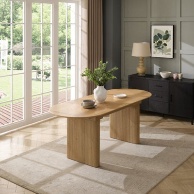 Talia Natural Oval Extending Japandi Table