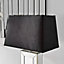 TALIA Tall Contemproary Mirrored Glass Table Lamp with A Black Fabric Light Shade Including A Rated Energy Efficient LED Bulb