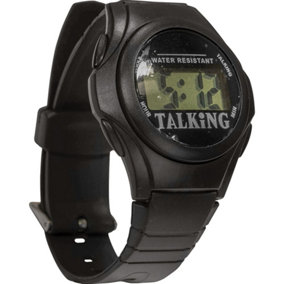 Talking Digital Wrist Watch - Water Resistant to 10m - Alarm Function - Black