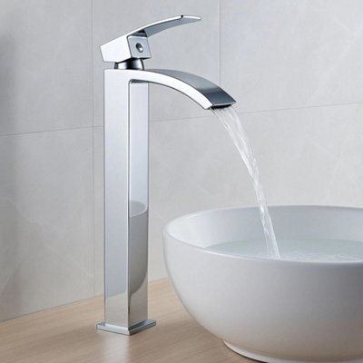 Tall Basin Mixer Tap Modern Waterfall Flow - Countertop Sink Design ...