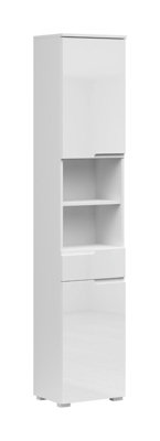 Tall Bathroom Cabinet Storage Drawer Unit Freestanding Tallboy White Gloss Spice