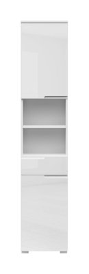 Tall Bathroom Cabinet Storage Drawer Unit Freestanding Tallboy White Gloss Spice