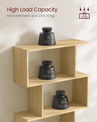 Tall Bookcase, Open Display Shelf Unit, Modern Room Divider, Freestanding Storage Organizer, Natural Oak