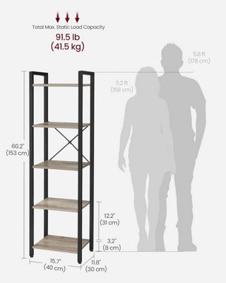 Tall Bookshelf, Industrial Storage Unit, Office Study Organizer ...