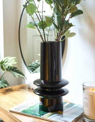 Tall Ceramic Bubble Vase - 30cm - Black